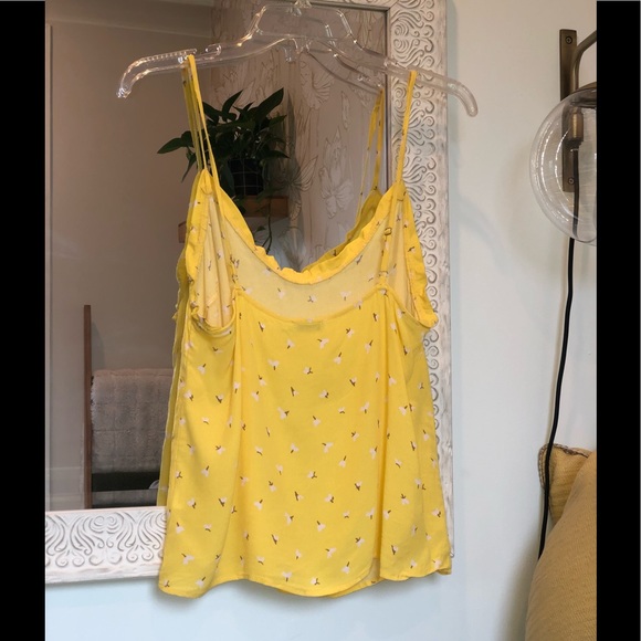 Lush Yellow Floral Tank - Ruffle neckline & underarms - Size S - Picture 7 of 7